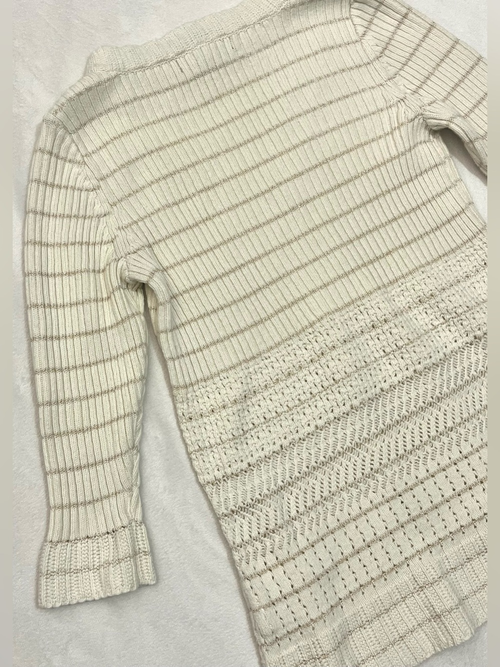 Calvin Klein Women’s 3/4 Sleeve Cream Gold Knit Cotton Blend Sweater Petite Med - Picture 16 of 16